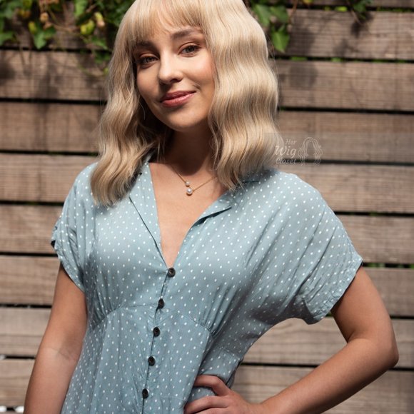 Golden Blonde Wavy Wig with Bangs | Gwen main image 12